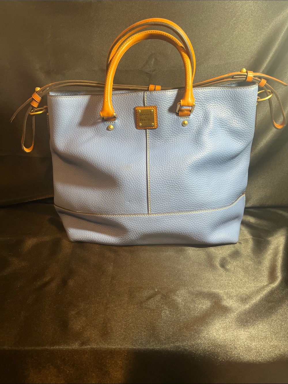 Dooney & Bourke Light Lavender Leather Tote with Tan Handles
